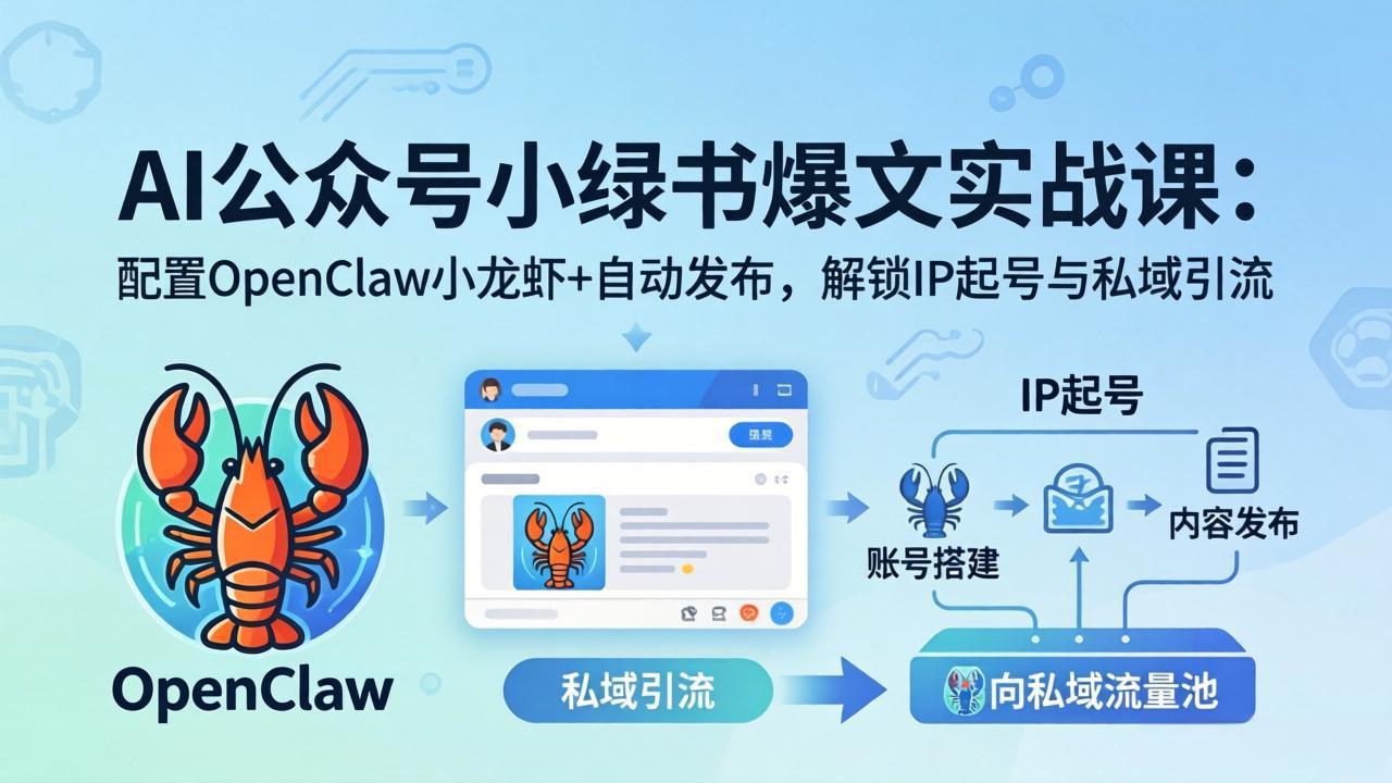 AI公众号小绿书变现实战课：小绿书爆文写作+OpenClaw自动发布，解锁IP起号与私域引流-小灰云创