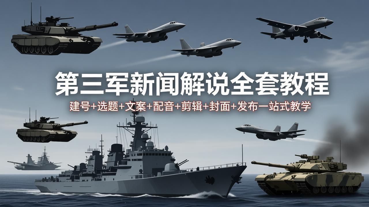 第三军迷新闻解说全套教程：建号+选题+文案+配音+剪辑+封面+发布一站式教学 - 小灰云创-小灰云创