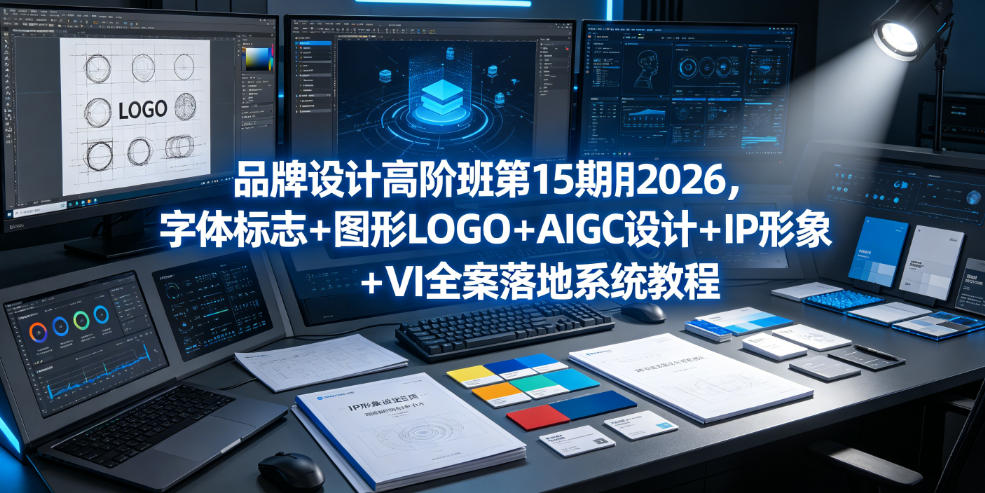 品牌设计高阶班第15期2026,字体标志+图形LOGO+AIGC设计+IP形象+VI全案落地系统教程-小灰云创