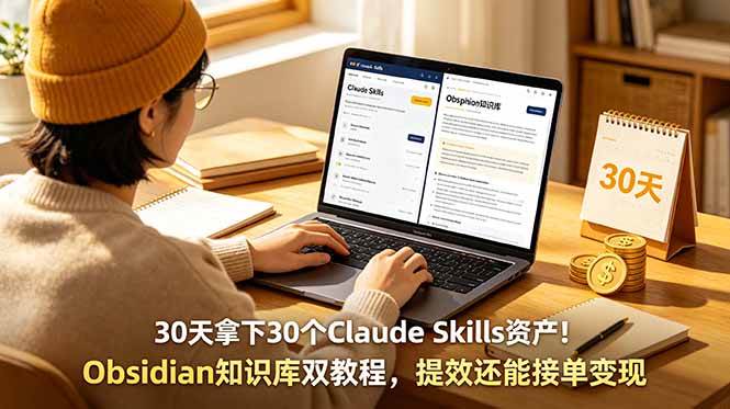 （18886期）30天拿下30个Claude Skills资产！Obsidian知识库双教程，提效还能接单变现-小灰云创