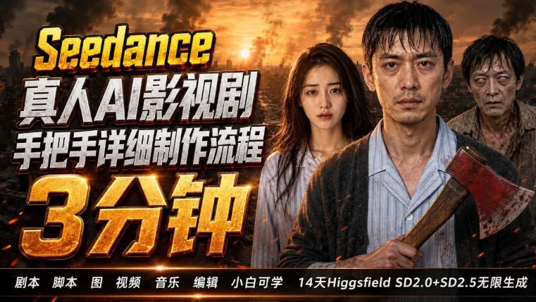 3分钟真人AI影视剧怎么做？SD 2.0手把手完整制作流程｜Higgsfield 14天SD 2.0/2.5无限生成-小灰云创