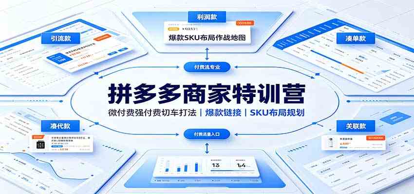 拼多多商家特训营:微付费强付费切车打法,爆款链接,SKU布局规划-小灰云创