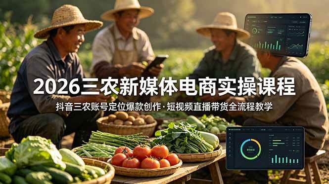 （18991期）2026三农新媒体电商实操课程：抖音三农账号定位爆款创作，短视频直播带货全流程教学-小灰云创