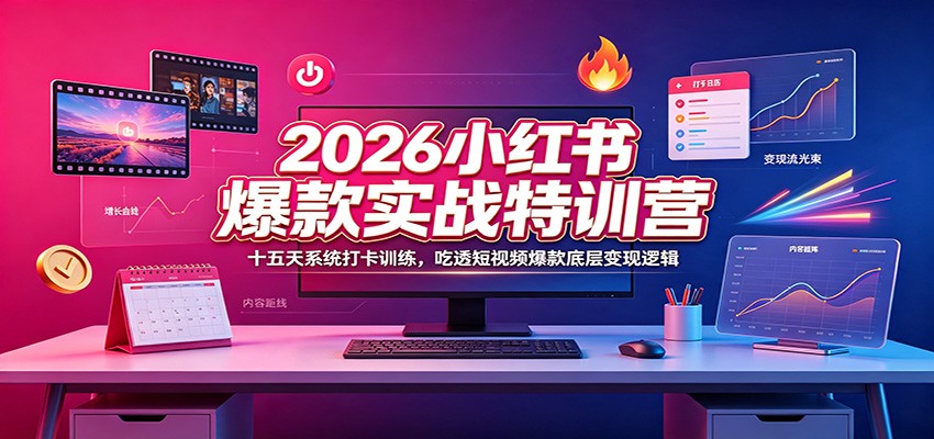 2026小红书爆款实战特训营：十五天系统打卡训练，吃透短视频爆款底层变现逻辑-小灰云创