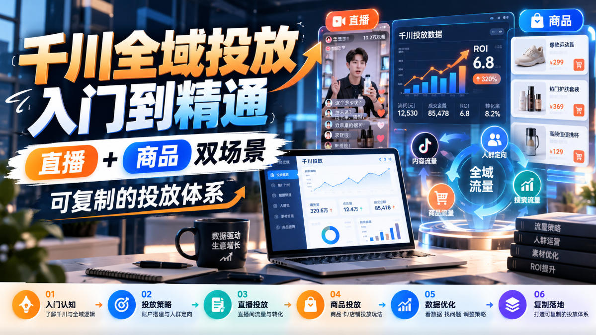 千川全域投放入门到精通,直播+商品双场景,可复制的投放体系 千川全域投放入门到精通,直播+商品双场景,可复制的投放体系