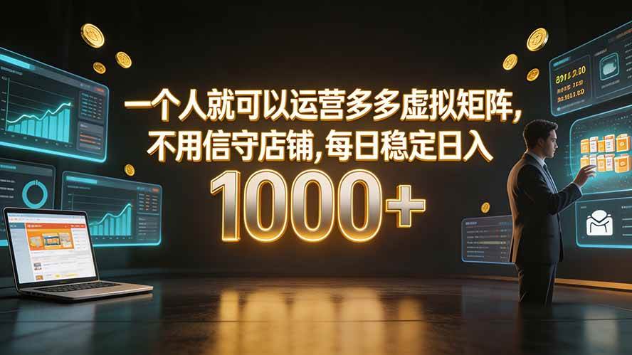 （19622期）一个人就可以运营多多虚拟矩阵，不用值守店铺，每日稳定日入 1000+-小灰云创