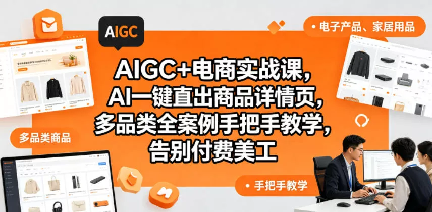 AIGC+电商实战课，AI一键直出商品详情页，多品类全案例手把手教学，告别付费美工(更新)-小灰云创