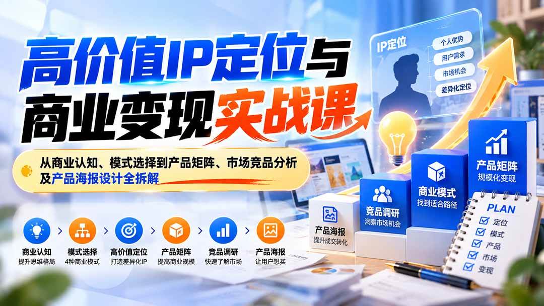 (20715期)高价值IP定位与商业变现实战课:从商业认知、模式选择到产品矩阵、市场竞品分析及产品海报设计全拆解 (20715期)高价值IP定位与商业变现实战课:从商业认知、模式选择到产品矩阵、市场竞品分析及产品海报设计全拆解
