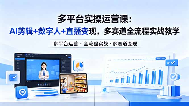 某团队多平台实操运营课-更新26年4月20：AI剪辑+数字人+直播变现，多赛道全流程实战教学-小灰云创