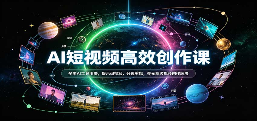 AI短视频高效创作课：多类AI工具用法，提示词撰写，分镜剪辑，多元高级视频创作玩法-小灰云创