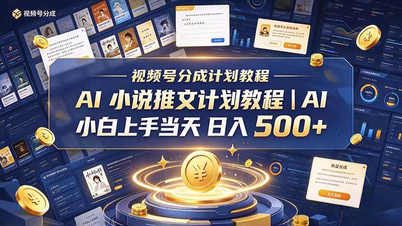 （20937期）最新视频号分成计划教程｜AI 小说推文，小白上手当天日入 500+-小灰云创