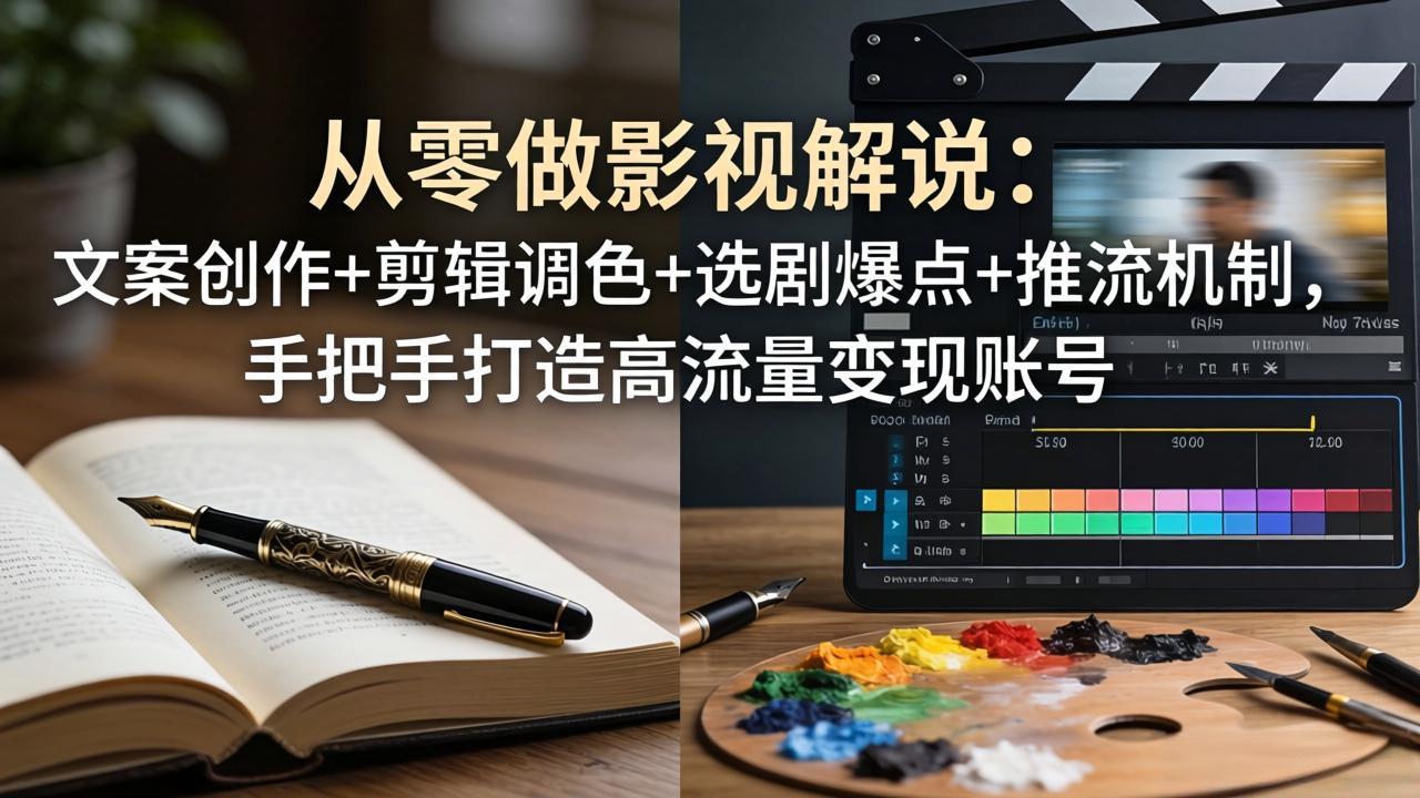 从零做影视解说：文案创作+剪辑调色+选剧爆点+推流机制，手把手打造高流量变现账号-小灰云创