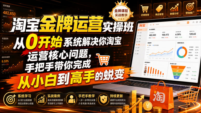 淘宝金牌运营实操班，从0开始系统解决你淘宝运营核心问题，手把手带你完成从小白到高手的蜕变（2026年7月）-小灰云创