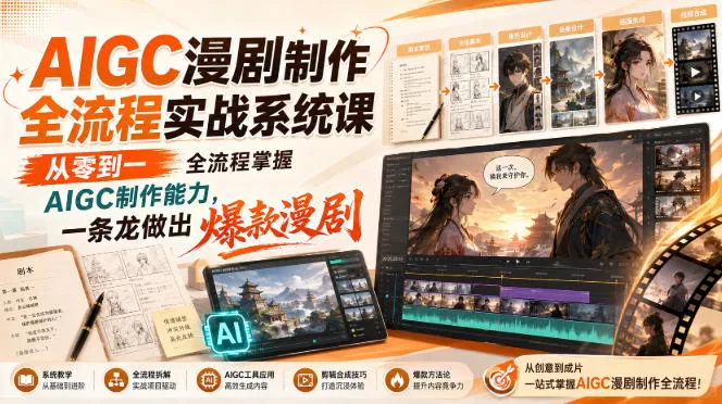 AIGC漫剧制作全流程实战系统课,从零到一全流程掌握AIGC制作能力,一条龙做出爆款漫剧-小灰云创