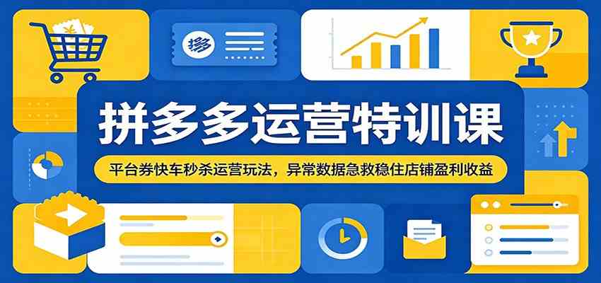 拼多多运营特训课:平台券快车秒杀运营玩法,异常数据急救稳住店铺盈利收益-小灰云创