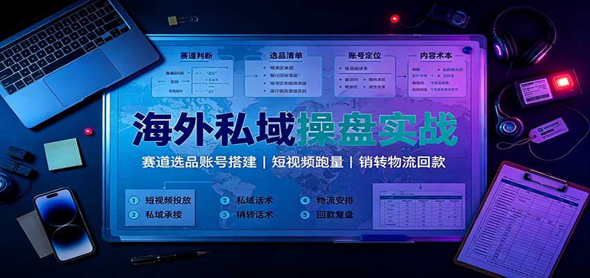 海外私域操盘实战：赛道选品账号搭建，短视频跑量，销转物流回款-小灰云创
