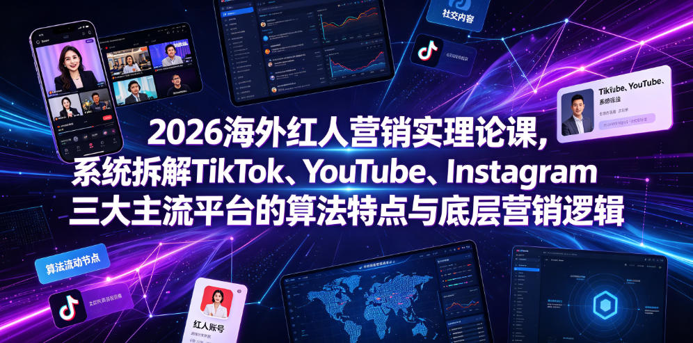 2026海外红人营销实理论课,系统拆解TikTok、YouTube、Instagram三大主流平台的算法特点与底层营销逻辑-小灰云创