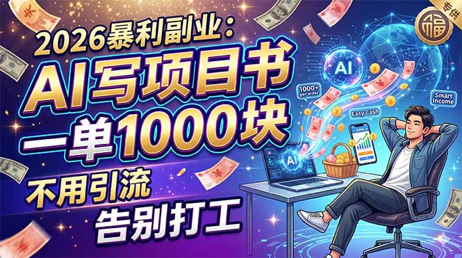 2026暴利副业：AI 写项目书，一单 1000 块，不用引流，告别打工-小灰云创