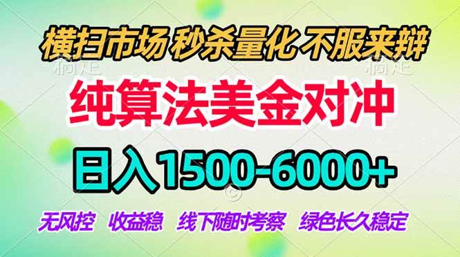 （18651期）2026美金掘金新风口-纯算法对冲震撼上线！日入1500-6000+，长久合规稳健，轻松摆脱死工资，…-小灰云创