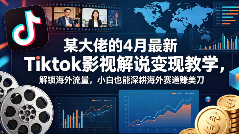 某大佬的4月最新Tiktok影视解说变现教学，解锁海外流量，小白也能深耕海外赛道賺美刀-小灰云创