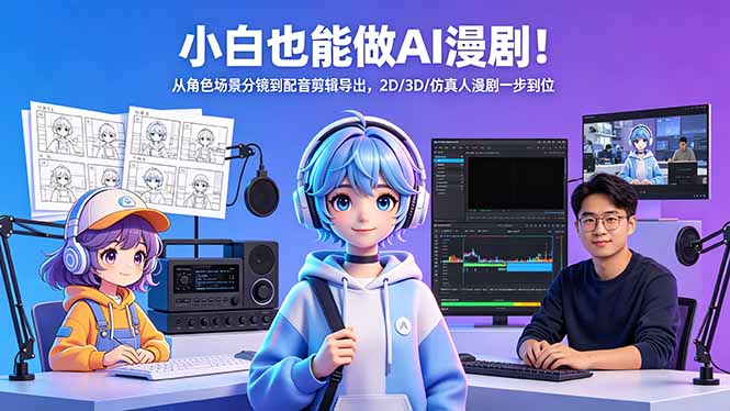 小白也能做AI漫剧!从角色场景分镜到配音剪辑导出,2D/3D/仿真人漫剧一步到位-小灰云创