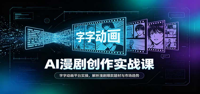 AI漫剧创作实战课：字字动画平台实操，解析漫剧爆款题材与市场趋势-小灰云创