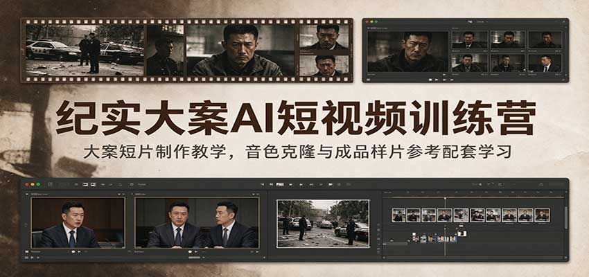 纪实大案AI短视频训练营:大案短片制作教学,音色克隆与成品样片参考配套学习 纪实大案AI短视频训练营:大案短片制作教学,音色克隆与成品样片参考配套学习