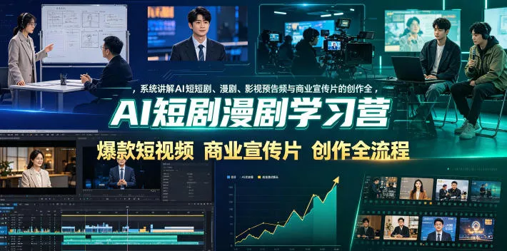 AI短剧漫剧学习营，系统讲解AI短剧、漫剧、影视预告片、爆款短视频与商业宣传片的创作全流程-小灰云创