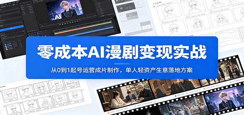零成本AI漫剧变现实战：从0到1起号运营成片制作，单人轻资产生意落地方案-小灰云创