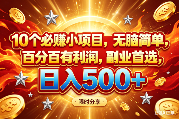 （18092期）10个必赚小项目，百分百赚米，无脑简单，副业首选，日入499+-小灰云创