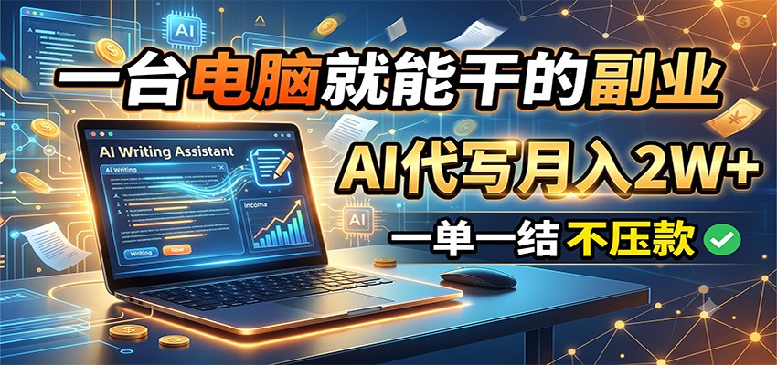 一台电脑就能干的副业,AI代写月入2W+,一单一结不压款-小灰云创