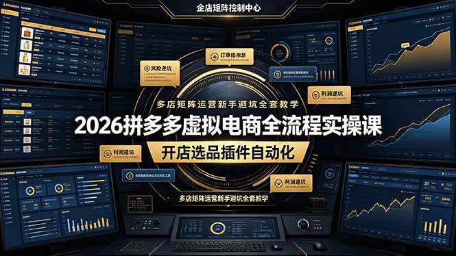 (19136期)2026拼多多虚拟电商全流程实操课,开店选品插件自动化,多店矩阵运营新手避坑全套教学-小灰云创