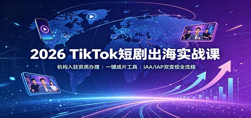 2026 TikTok短剧出海实战课:机构入驻资质办理,一键成片工具,IAA/IAP双变现全流程-小灰云创