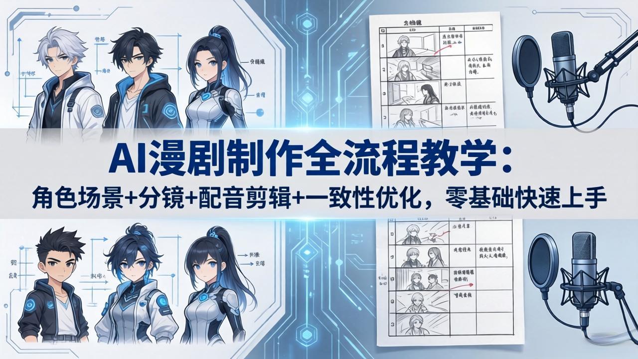AI漫剧制作全流程教学：角色场景+分镜+配音剪辑+一致性优化，零基础快速上手-小灰云创
