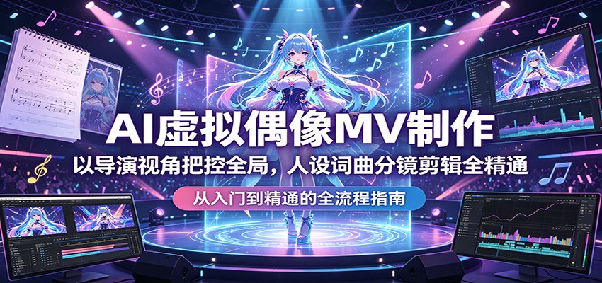 AI虚拟偶像MV制作：以导演视角把控全局，人设词曲分镜剪辑全精通-小灰云创