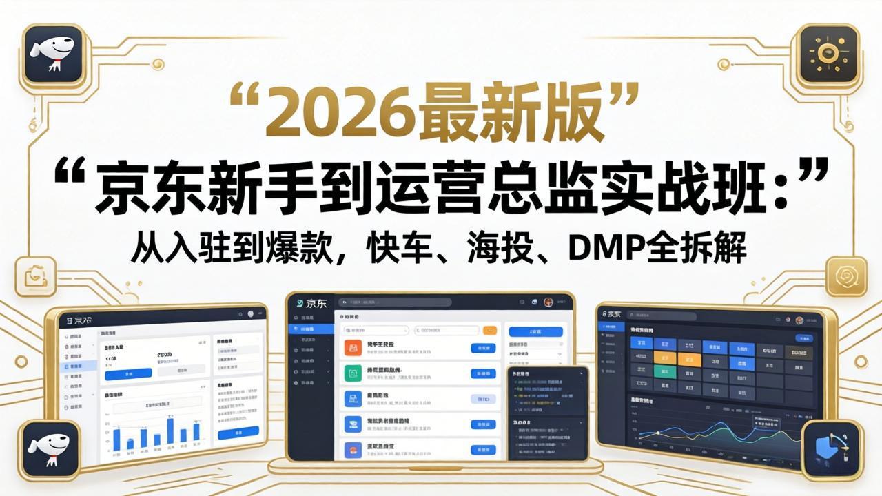 京东新手到运营总监实战班：从入驻到爆款，快车、海投、DMP全拆解，2026最新版-小灰云创
