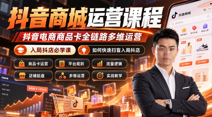 抖音商城运营课程，抖音电商商品卡全链路多维运营，入局抖店必学课， 如何快速扫盲入局抖店(更新26年10月)-小灰云创