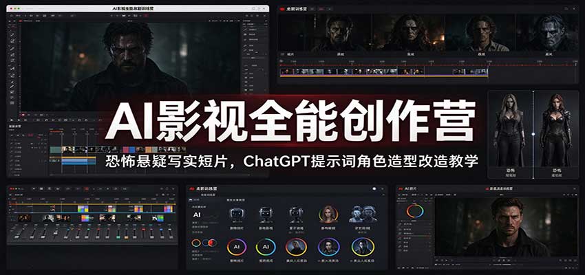 AI影视全能创作营：恐怖悬疑写实短片，ChatGPT提示词角色造型改造教学-小灰云创