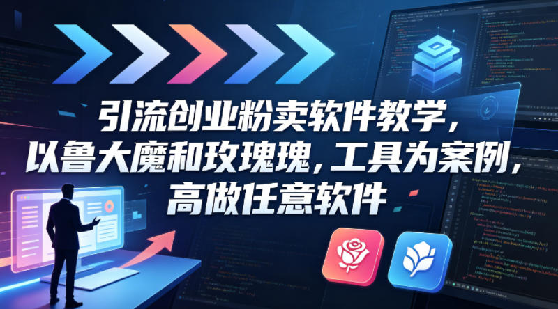 引流创业粉卖软件教学，以鲁大魔和玫瑰工具为案例，可做任意软件-小灰云创