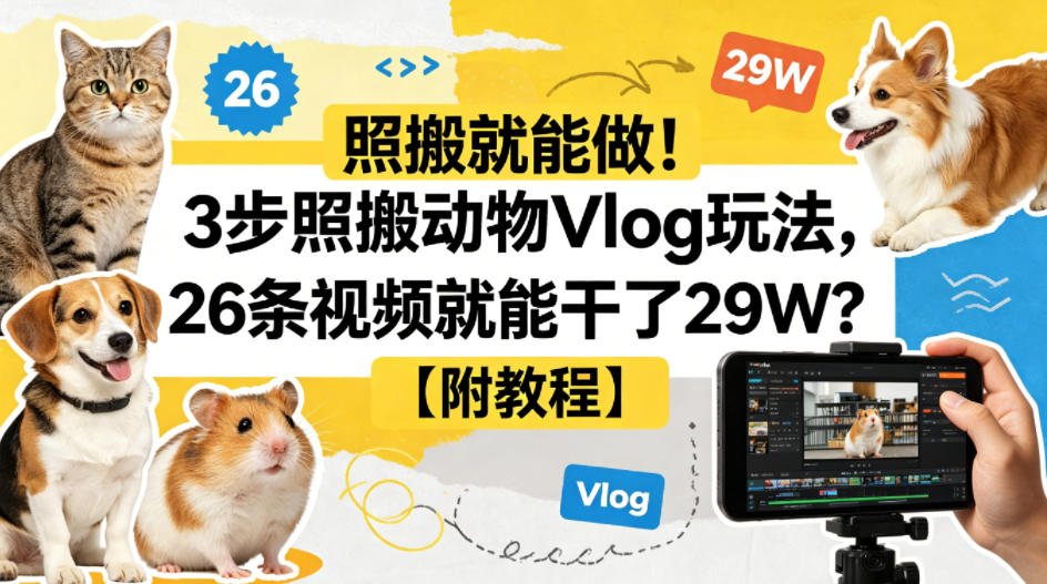 照搬就能做！3步照搬动物Vlog玩法，26条视频就能干了29W？【附教程】【赠coze一键生成工作流】-小灰云创