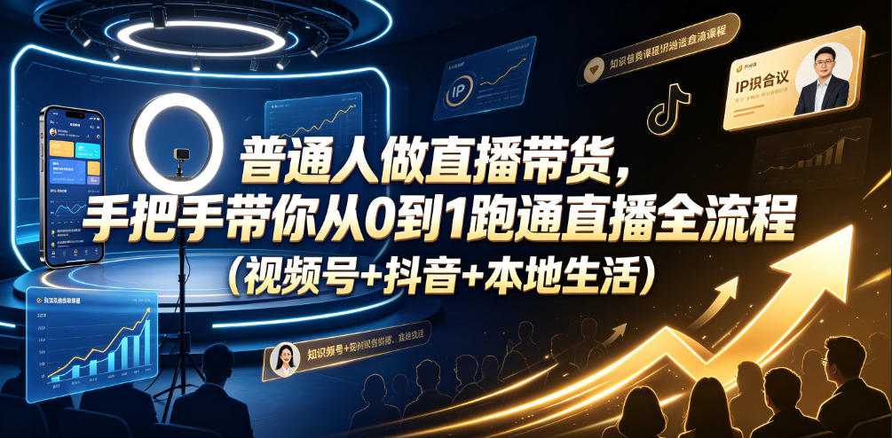 普通人做直播带货，手把手带你从0到1跑通直播全流程（视频号+抖音+本地生活）-小灰云创