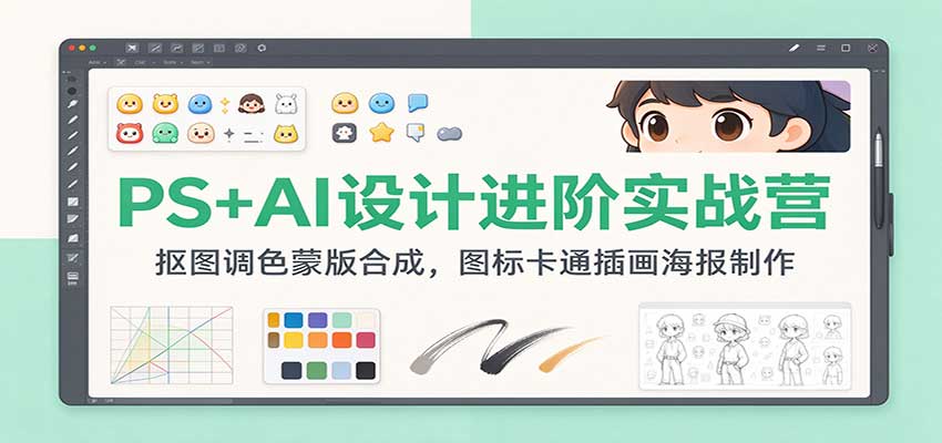 PS+AI设计进阶实战营:抠图调色蒙版合成,图标卡通插画海报制作 PS+AI设计进阶实战营:抠图调色蒙版合成,图标卡通插画海报制作