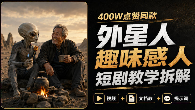 400W点赞同款外星人趣味感人短剧教学拆解,视频+文档教+提示词(更新1009) 400W点赞同款外星人趣味感人短剧教学拆解,视频+文档教+提示词(更新1009)