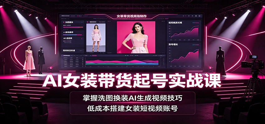 AI女装带货起号实战课:掌握洗图换装AI生成视频技巧,低成本搭建女装短视频账号 AI女装带货起号实战课:掌握洗图换装AI生成视频技巧,低成本搭建女装短视频账号
