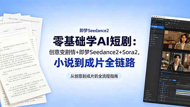 （18537期）零基础学AI短剧：创意变剧情+即梦Seedance2+Sora2，小说到成片全链路-小灰云创