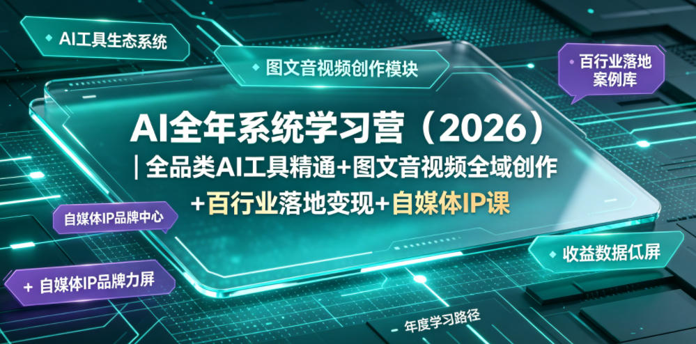 AI全年系统学习营（2026）｜全品类AI工具精通+图文音视频全域创作+百行业落地变现+自媒体IP打造年度进阶大课-小灰云创