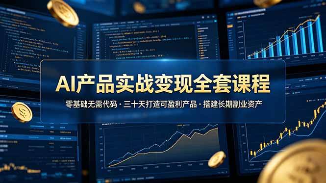 （19074期）AI产品实战变现全套课程，零基础无需代码，三十天打造可盈利产品搭建长期副业资产-小灰云创