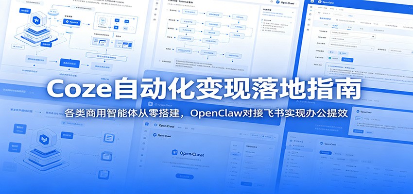 Coze自动化变现落地指南：各类商用智能体从零搭建，OpenClaw对接飞书实现办公提效-小灰云创