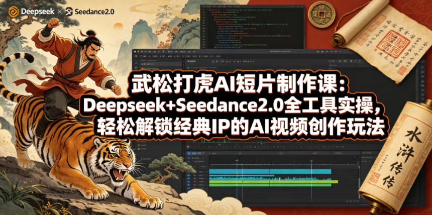 武松打虎AI短片制作课:Deepseek+Seedance2.0全工具实操,轻松解锁经典IP的AI视频创作玩法-小灰云创