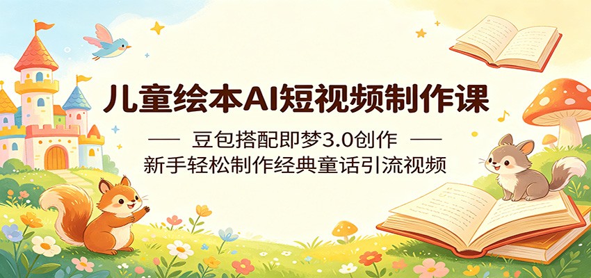 儿童绘本AI短视频制作课：豆包搭配即梦3.0创作，新手轻松制作经典童话引流视频-小灰云创